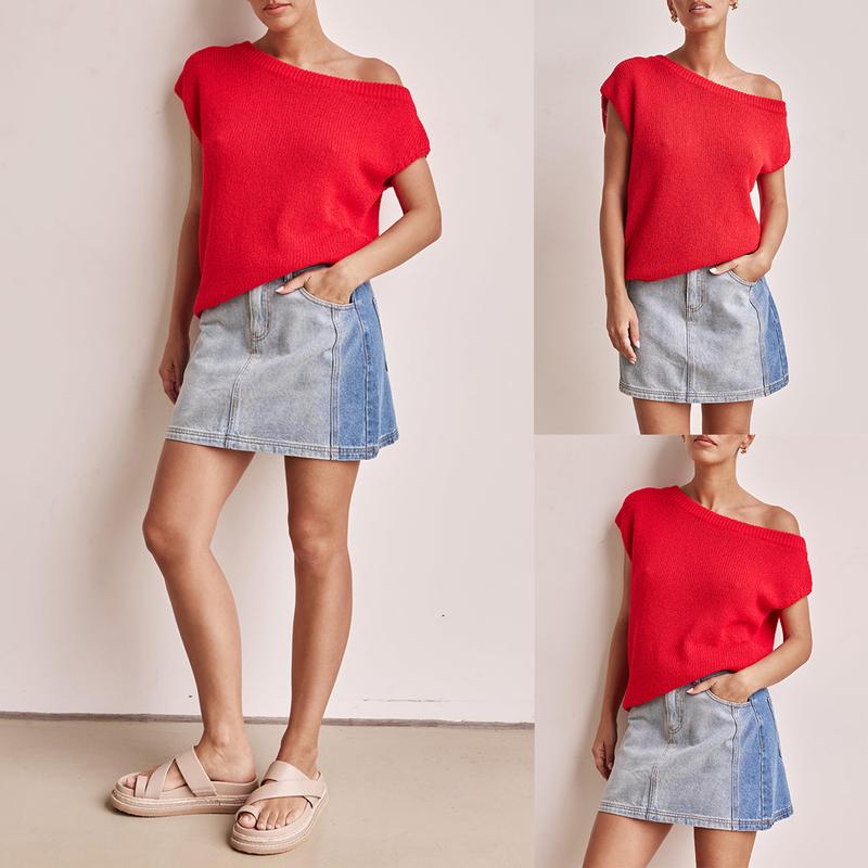 Off-Shoulder Knit Sweater Top
