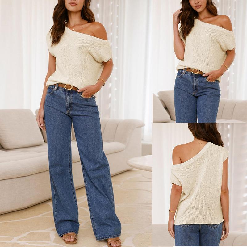 Off-Shoulder Knit Sweater Top