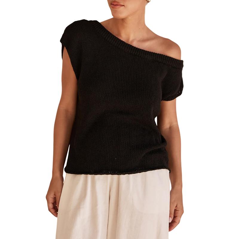 Off-Shoulder Knit Sweater Top