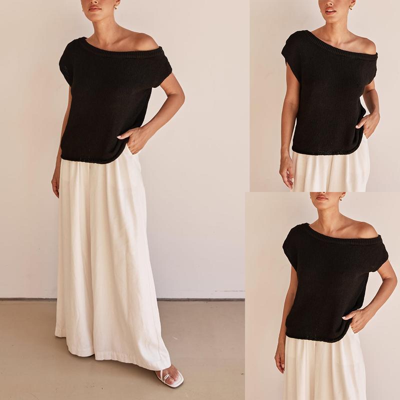 Off-Shoulder Knit Sweater Top